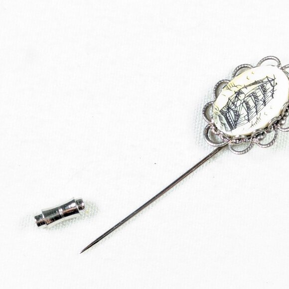 Vintage schooner medieval ship stickpin lapel pin tie pin, nautical pirate pin - Picture 6 of 6